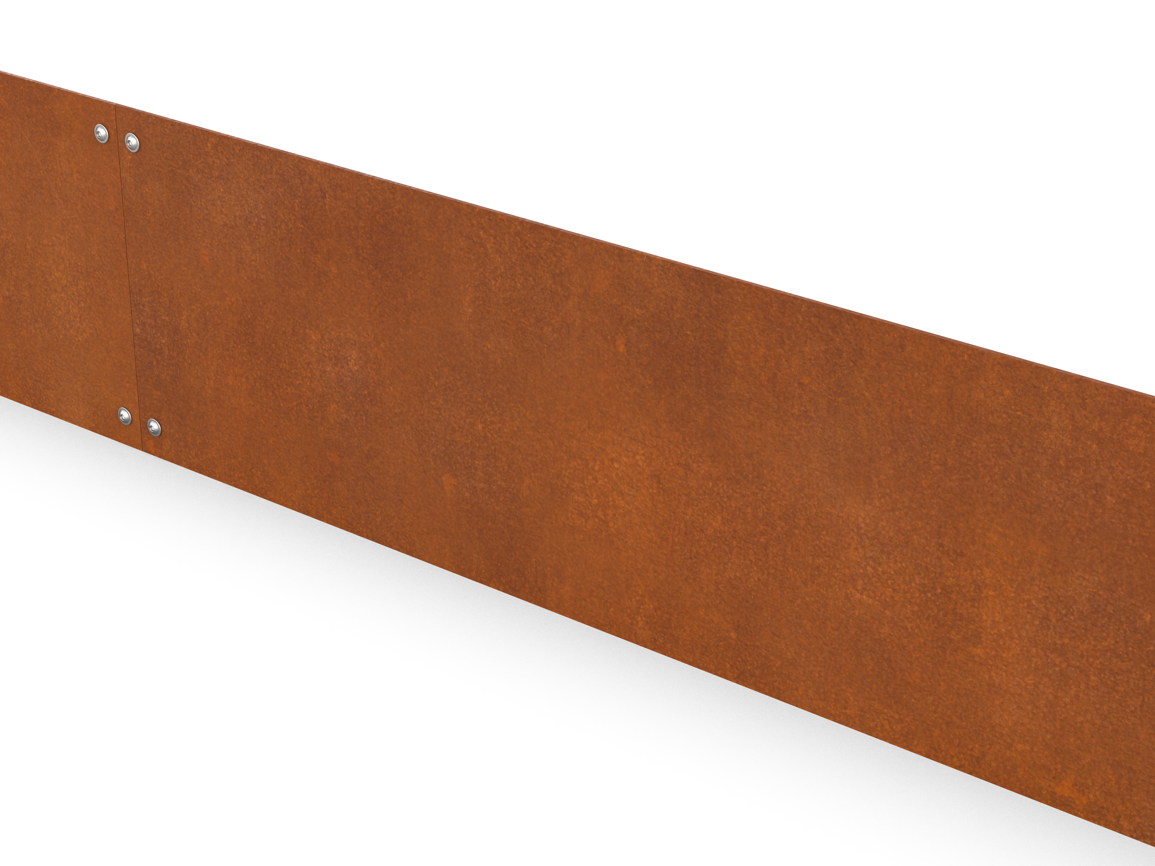 Detailansicht einer Cortenstahl-Oberfläche mit Schraubverbindungen