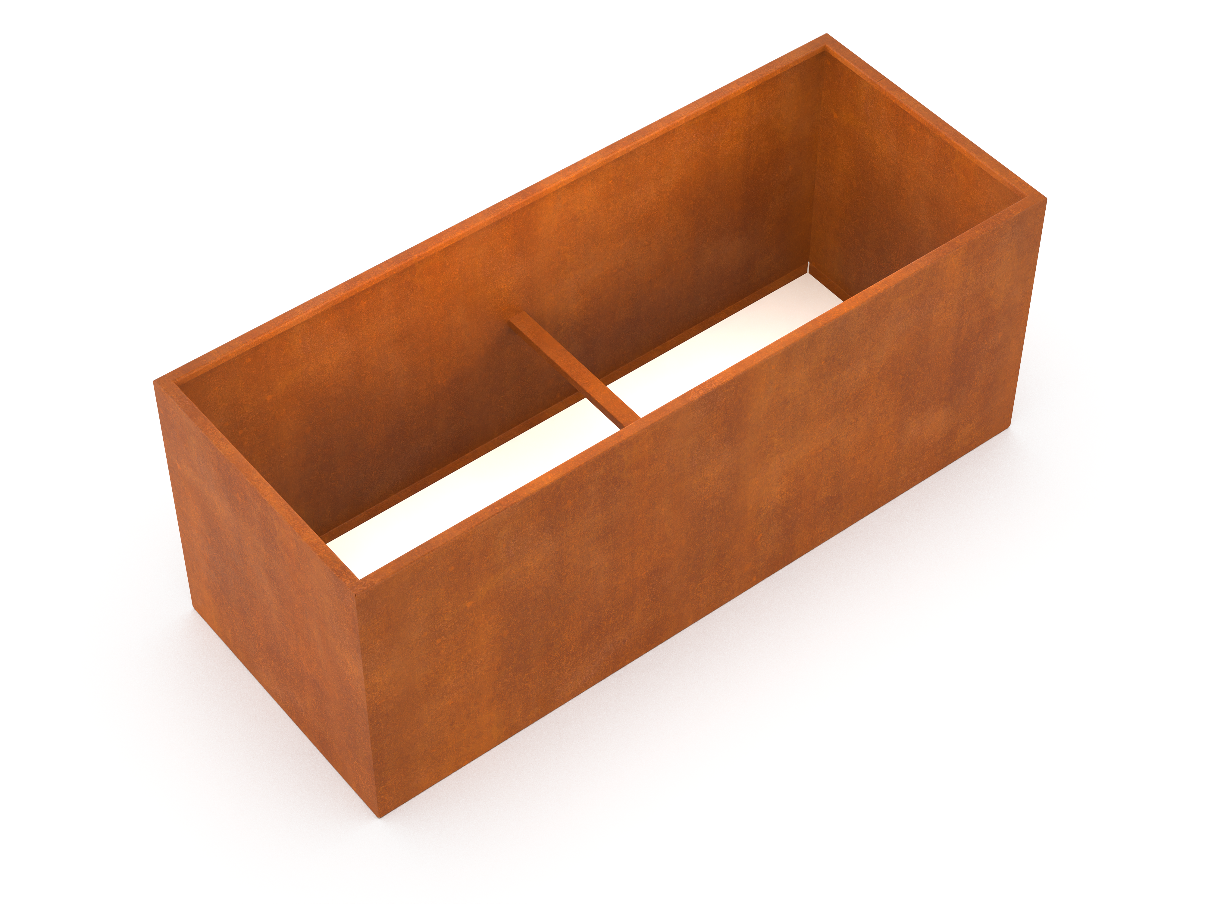 Hochbeet aus Cortenstahl mit Querstrebe und offenem Boden