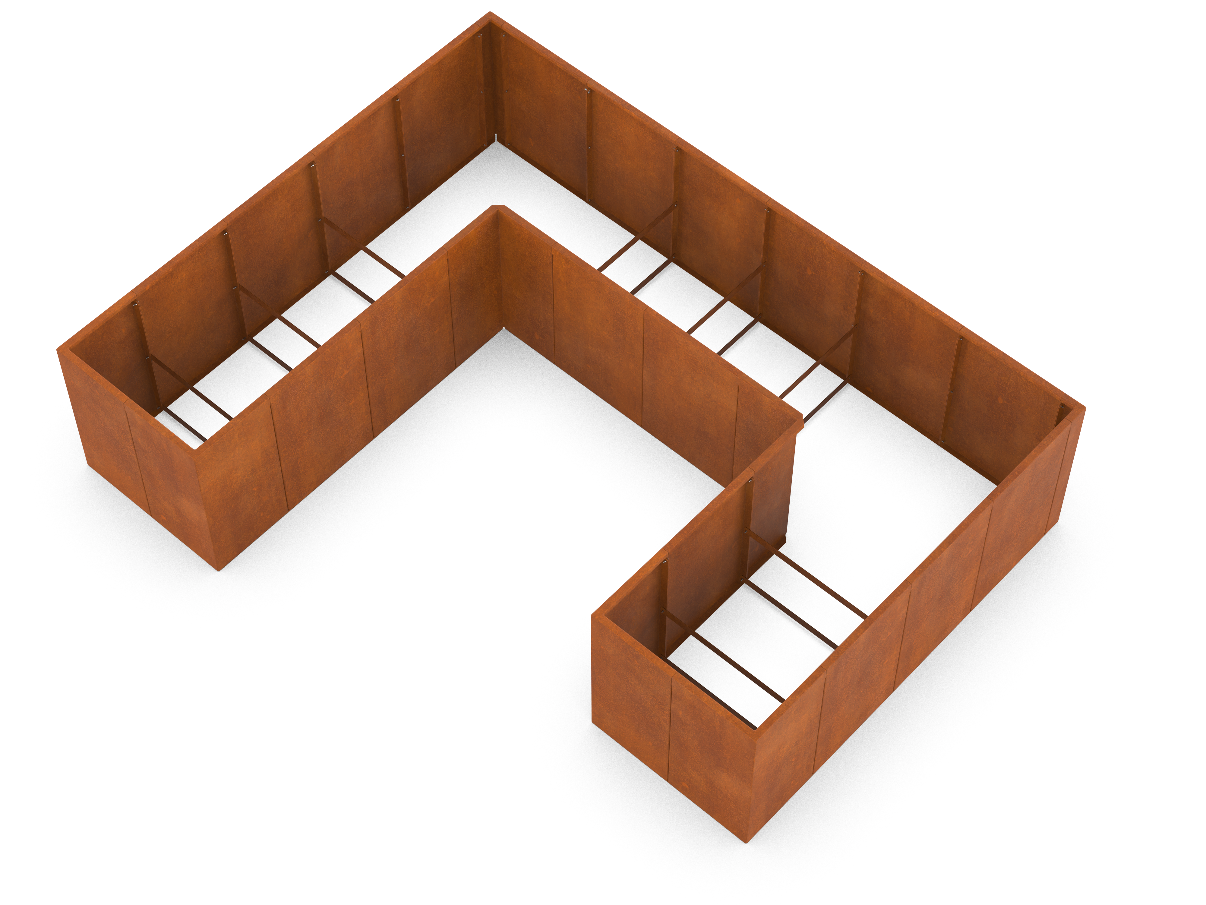 U-förmiges Hochbeet aus Cortenstahl in modularer Bauweise